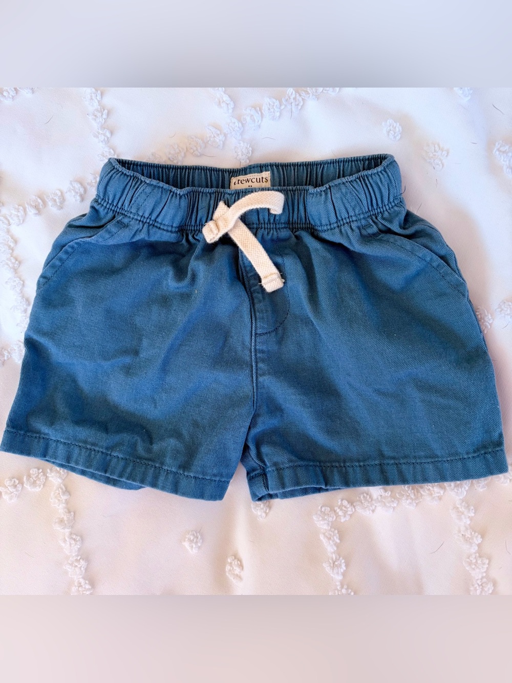 CrewCuts ocean blue khaki shorts with drawstring stretch waist baby boy 12-18 mo